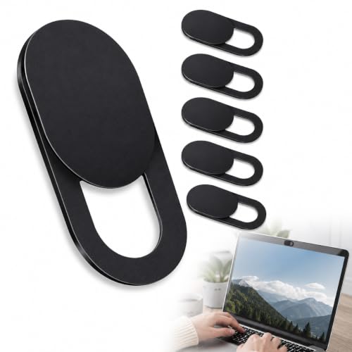 Webcam Cover 6-Pack - Ultra-Thin Camera Privacy Slide for Laptop, MacBook, iPad, Cell Phone & Tablet, Slim Reusable Webcam Blocker for Privacy Protection, Black