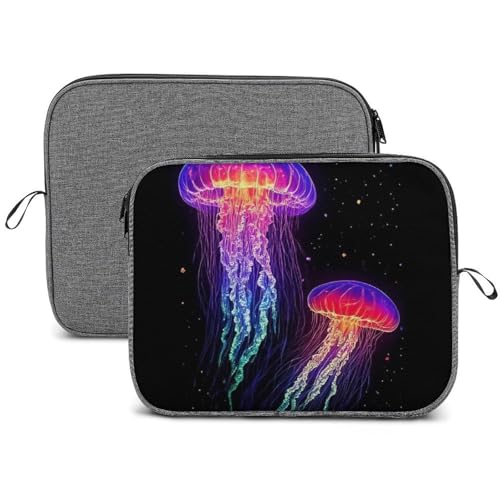 Laptop Case Sleeve, Lightweight Soft Protective Laptop Sleeve Computer Carrying Cover with Double Zipper for Daily Use, Trippy Neon Jellyfish Art, 13inch - color: Style(967), size: 13inch