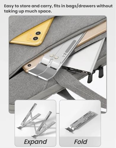 Laptop Stand for Desk - Portable Aluminum Alloy Folding Adjustable Holder for 10-15.6" Laptops & Tablets