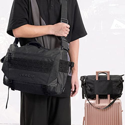 Messenger bag Laptop bag Briefcase Molle system Tactical style Detachable shoulder strap Shoulder Bags - color: Jet Black