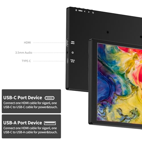 ANDYCINE N10 Portable Monitor, 10.1 Inch Mini Touch 1920x1200 IPS Screen, HDMI USB C in, 350nits 60Hz 1000:1 Contrast Display with Bracket & Speakers for Laptop,PC,PS4/5,Switch,Mac,Xbox