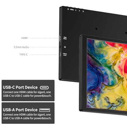 ANDYCINE N10 Portable Monitor, 10.1 Inch Mini Touch 1920x1200 IPS Screen, HDMI USB C in, 350nits 60Hz 1000:1 Contrast Display with Bracket & Speakers for Laptop,PC,PS4/5,Switch,Mac,Xbox