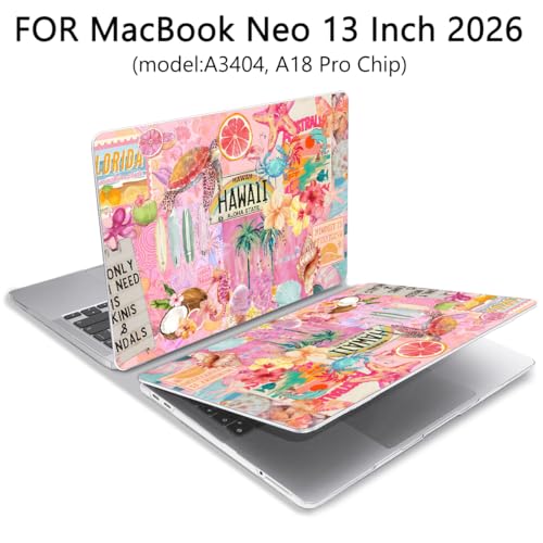 for MacBook Neo Case 13 inch 2026 A18 Pro (A3404), Anti-Scratch Protective Pattern Hard Shell Case, Trendy Laptop Cover with Keyboard Cover+Screen Film+Trackpad Film,Tropical Paradise ﻿ - color: Tropical Paradise