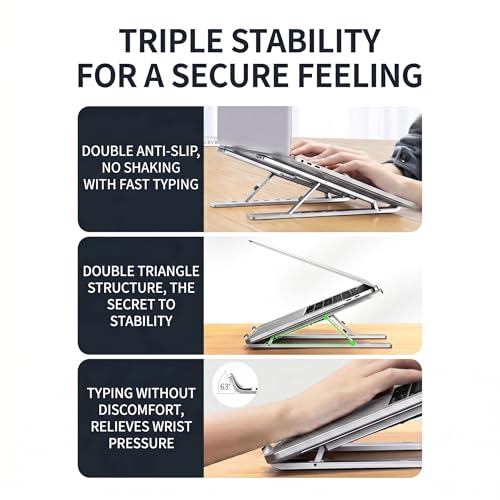 Ergonomic Laptop Stand, Plastic Laptop Riser, Portable and Adjustable Notebook Computer Holder Compatible,White - color: White