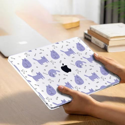 Compatible with 2021 2020 2019 2018 MacBook Air 13 inch Case M1 A2337 A2179 A1932 Touch ID, Crystal Clear Pattern Plastic Hard Shell Case for MacBook Air 13 inch M1 2021, Cute Cat & Fish - color: Cute Cat & Fish