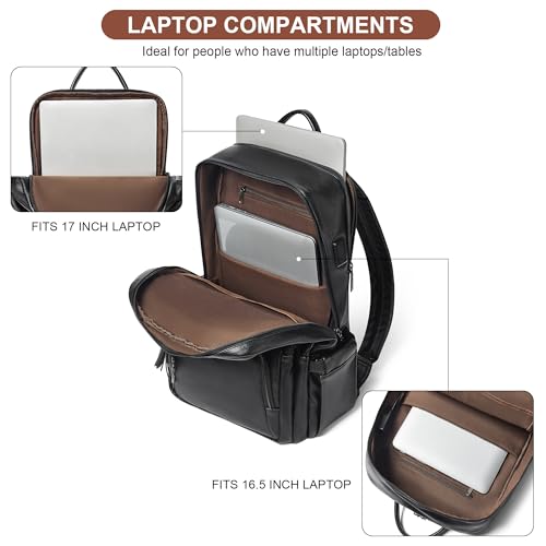 Shrrie 17 Inch Laptop Backpack for Women,Vegan Leather Backpack Purse,28L Work Business College Travel Computer Backpacks with Pouch Pocket for Large Capacity Cup & USB Charger,Black - color: Black