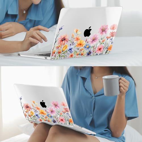 Mektron for 2026/2025/2024/2023 MacBook Air 15 INCH M5 A3448 /M4 A3241 /M3 A3114 /M2 A2941 Case, Printed Plastic Hard Shell Cover with 15.3" Liquid Retina Display Touch ID, Floral P165 - color: Floral P165