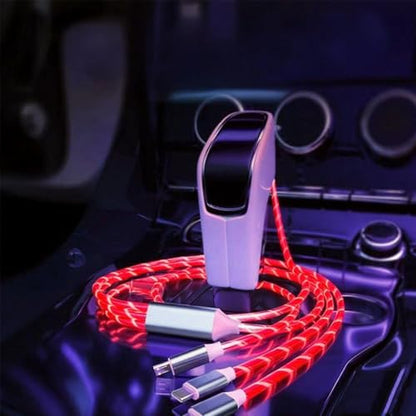 IHAO 3in1 Lighted up LED USB A to USBC MicroUSB Charger Cable Fast Charge Visible Current Flowing Compatible with Almost All Electrical Devices-39Inches Red - color: 3 Combinations Red