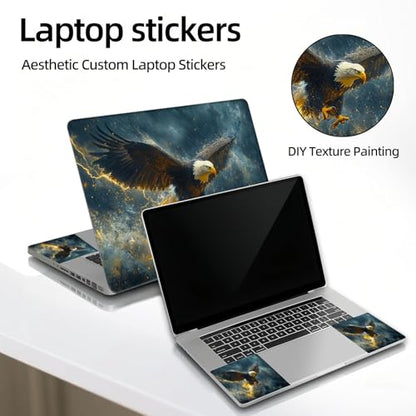 Universal Laptop Skin Sticker Decal, 12"-15.6" Aesthetic Vinyl Wrap, Golden Lightning Eagle Waterproof Notebook Cover Art Protector for MacBook HP Dell Lenovo, Fits 13" 14" 15" 15.6" - color: Golden Lightning Eagle