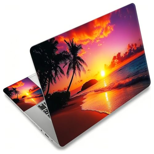 Laptop Skin Sticker Decal, Universal Reusable Vinyl Laptop Cover for 12" 13" 13.3" 14" 15" 15.4" 15.6" Notebook PC, Waterproof Scratch-Resistant with 2 Wrist Pads, Easy to Apply & Remove,Beach Sun - color: Beach Sun