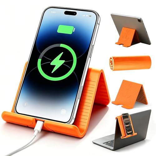 Portable Foldable Silicone Phone Laptop Pad Stand Orange | Eazy to Use,Suitable for office home travel,phone laptop pad holder whitch anti-slip - color: Orange