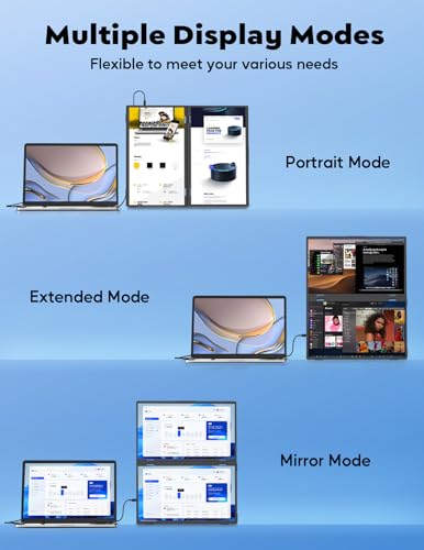 ZSCMALLS 2.5K Dual Monitor(Wins Only), Triple Laptop Screen Extender, 15.6" QHD Folding Stacked Portable Dual Monitor, USB C Travel Extended Computer Display, 180°Rotation, Plug & Play for Laptops - size: 15.6 inch