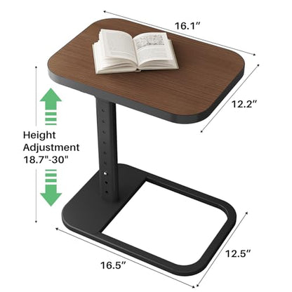 Kitstorack Upgraded TV Tray Table with Panel Lock, 90° Flip-Over Design & Adjustable Height, Sofa Arm Side Table for Eating, Laptop, Couch, Bed, or Small Spaces, Espresso - color: Espresso, style: Auto-locking