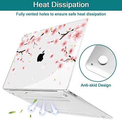 Teryeefi New MacBook Air 13 Inch Case 2021 2020 2019 2018 Release A2337 M1/ A1932/A2179 with Retina Display Touch ID, Floral Hard Plastic Shell Case and Keyboard Cover,Cherry Blossoms - color: Cherry Blossoms