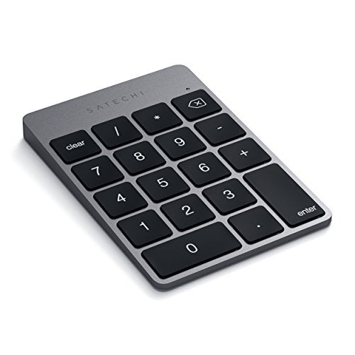 Satechi Slim Aluminum Bluetooth Keypad, Wireless Number Pad with 18 Keys, Micro USB Rechargeable Numpad, External Number Pad for MacBook Air/Pro/Neo, iPad Air/Pro, iMac, PC - Space Gray - color: Space Gray, size: Micro USB