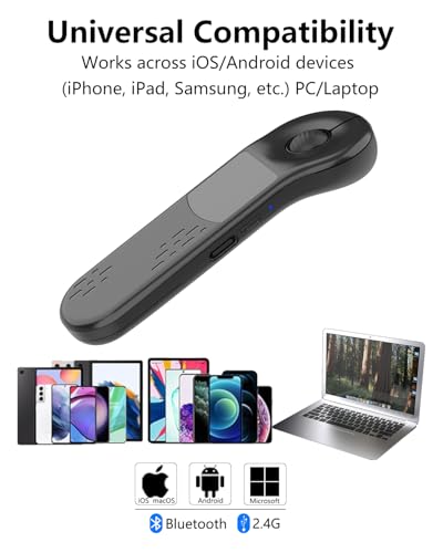 Air Mouse for PC/iOS/Android with Touchpad Bluetooth 2.4G Remote Control for PowerPoint/Keynote/Tiktok/Camera/Kindle App Rechargeable Wireless Presentation for PPT Pointer (Black) - color: Black