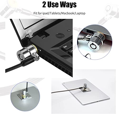 Laptop Lock, Combination Security Lock Cable with Keys and Anchor Plate, Anti Theft Lock for Business Electronics, Monitors, Tablets, Smart Phones (2 Laptop Locks Head)