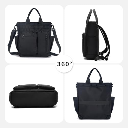mygreen Tokyo Tote Messenger Backpack Convertible Tote Bag and Backpack, Fits 15.6" Laptop - color: Black-1688