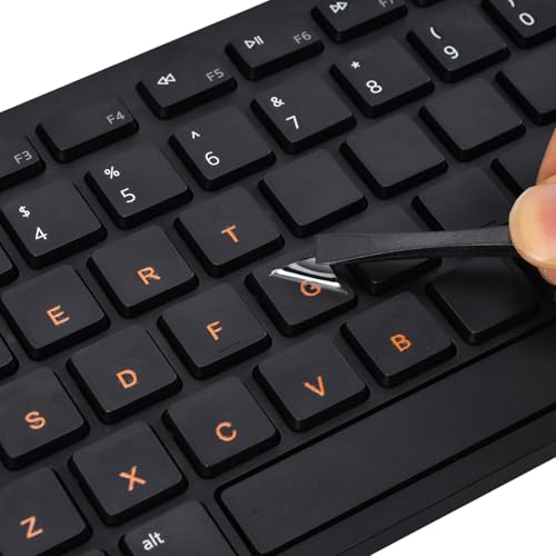 2PCS English Universal Borderless Letter Keyboard Stickers for PC Computer Laptop Desktop Notebook Keyboards,English Transfer Printing Characters Lettering Repair Replacement Stickers﻿ - color: Orange Letter, size: English