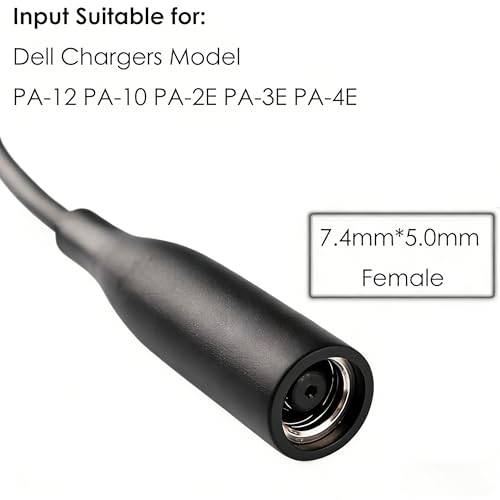 Power Adapter 7.4mm Female to 4.5mm Male Tip Adapter Converter Cable for Dell Laptop Power Supply (for 45W/65W/90W Power), 7.4mm to 4.5mm - size: 7.4mm to 4.5mm