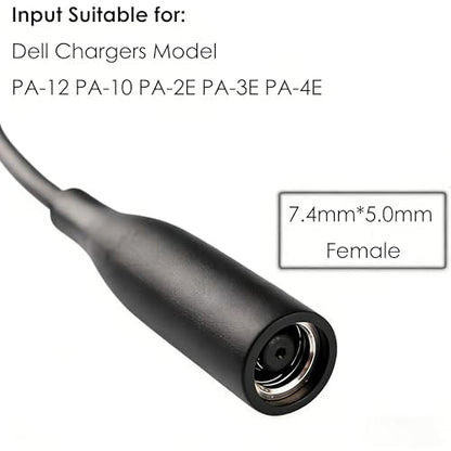 Power Adapter 7.4mm Female to 4.5mm Male Tip Adapter Converter Cable for Dell Laptop Power Supply (for 45W/65W/90W Power), 7.4mm to 4.5mm - size: 7.4mm to 4.5mm