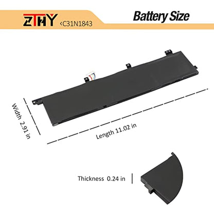 ZTHY C31N1843 Laptop Battery Replacement for ASUS VivoBook S14 S432FA S432FL Vivobook S15 S532 S532FA S532FL X432FA X432FL X432FLC X532FA X532FL X532FLC S432FA-EB008T S532FA-DH55 S532FA-DB55 42Wh - size: 12.01*4.53*0.31 inch C31N1843
