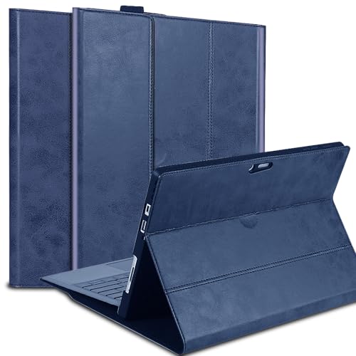 Leather Case for Microsoft Surface Pro X + 13" 2019/2020/2021/2024 | Genuine Leather Folio Cover,with Type Cover Keyboard and Pencil Holder,Protective Shell,Shockproof & Drop-Proof.Blue - color: Blue, size: Surface Pro X Plus 13-inch