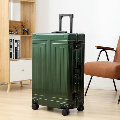 All Aluminum 20/28 Luggage Set，Cut from Whole Aluminum Sheet，22x14x9 Airline Approved ，（3rd Generation，Premium Metal zipperless suitcase ） (green, 20+28inch) - color: green, size: 20 inch + 28 inch