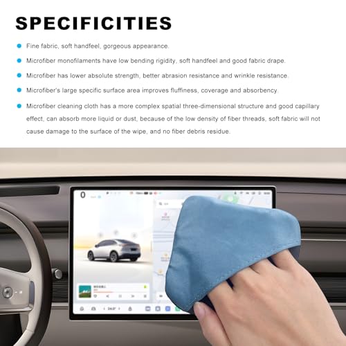 Ohleats Car Screen Cleaner, Microfiber Auto Screen Cleaning Pad, Foldable Touch Screen Cleaner Cloth for Vehicle Dashboard LCD Display, Car Cleaning Kits - color: Blue&Gray,1Pcs