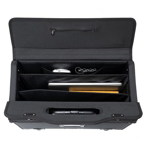 Alpine Swiss Rolling Briefcase Work Overnight Travel Bag Dual Locks Carry on Business Attache Case Black