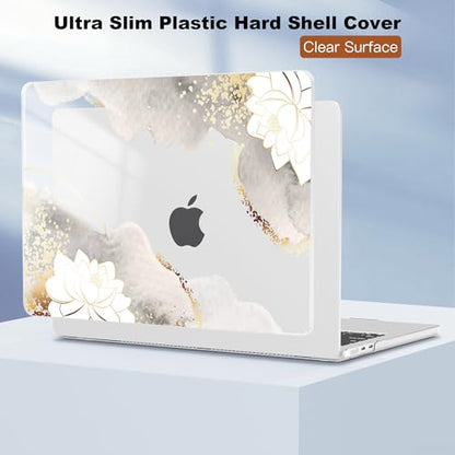 CISSOOK Compatible with MacBook Air 13 inch Case A3449 A3240 A3113 A2681 | 2026 2025 2024 2023 2022, 5in1 Set Hard Shell Case Keyboard Cover for MacBook Air 13.6 inch M2 M3 M4 M5, harming Painting - color: Air13.6inch-Charming Painting with Lotus