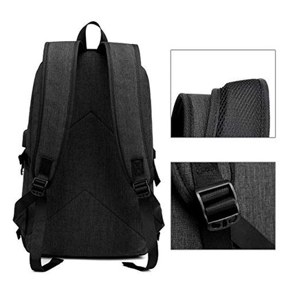 Travel Laptop Backpack with USB Charging Port and Lock Computer Business Backpacks, Gifts for Men & Women Fits 15.6 Inch Notebook,Black