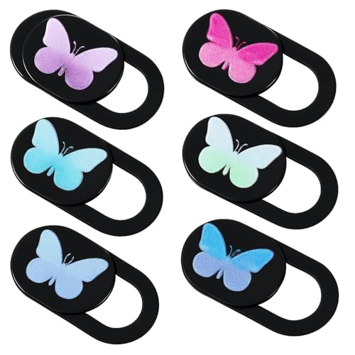 6 Pcs Webcam Cover Slide Butterfly Design Ultra-Thin Laptop Camera Cover 0.73''x0.35'' Slide Web Cam Privacy Blocker for Laptop Desktop Computer Smartphone Tablet to Protect Your Privacy and Security