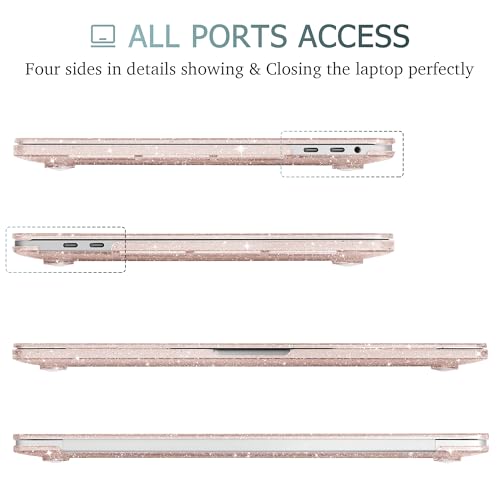 May Chen Compatible with MacBook Pro 13 inch Case 2022 2021 2020 Release A2338 M2 M1 A2251 A2289, Plastic Hard Shell Case Keyboard Cover for MacBook Pro 13 Touch Bar Fits Touch ID, Pink & Gold Glitter - color: Sakura Pink Glitter