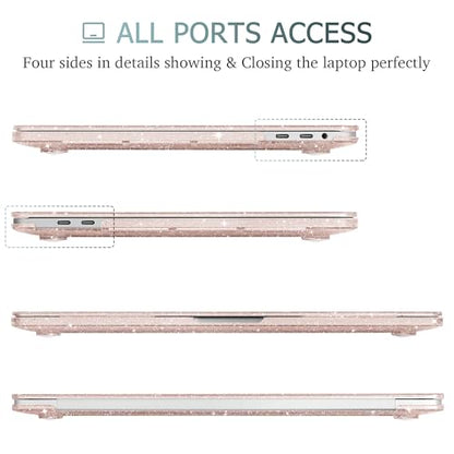 May Chen Compatible with MacBook Pro 13 inch Case 2022 2021 2020 Release A2338 M2 M1 A2251 A2289, Plastic Hard Shell Case Keyboard Cover for MacBook Pro 13 Touch Bar Fits Touch ID, Pink & Gold Glitter - color: Sakura Pink Glitter