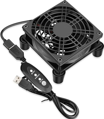 GDSTIME Small 92mm Router Fan Cooler with L/M/H 3 Speed Controller, 5V USB | Brushless DC Case Fans, for Xbox, Modem, Routers, Mini PC, DVR, TV Box Cooling - size: 92mm USB Fan