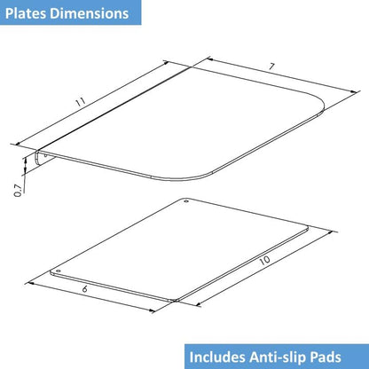 AEONS Steel Monitor Mount Reinforcement Plate for Thin, Glass and Other Fragile Tabletop, Steel Bracket Plate Fits Most Monitor Stand C Clamp Installation - style: Clamp Plates, Black