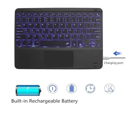 Wireless Backlit Bluetooth Keyboard with Touchpad,10 inch Ultra Slim 7 Colors Backlit Portable Rechargeable Keyboard with Trackpad for IPad/IPad Pro iOS Android Tablets Windows Laptop PC(black) - color: black