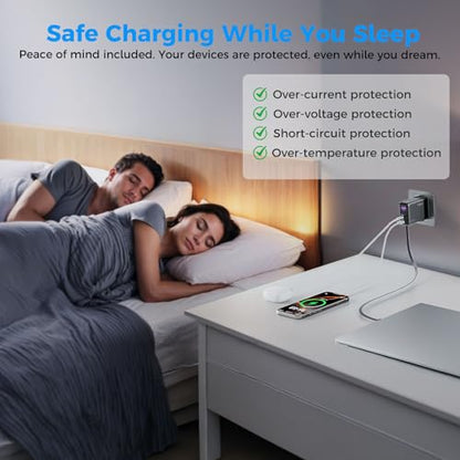 100W GaN USB C Retractable Charger with Smart Display, Compact 3-Port Fast Charging Wall Adapter with Foldable Plug, for MacBook Pro/Air, iPhone 17/16, Galaxy S26, iPad