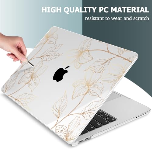 Mektron Case for 2026 MacBook Neo 13-inch A18 Pro chip A3404 Laptop Cover with 13-inch (Diagonal) Liquid Retina Display+ Keyboard Cover+ Screen Protector, Gold Flower S718 - color: Gold Flower S718