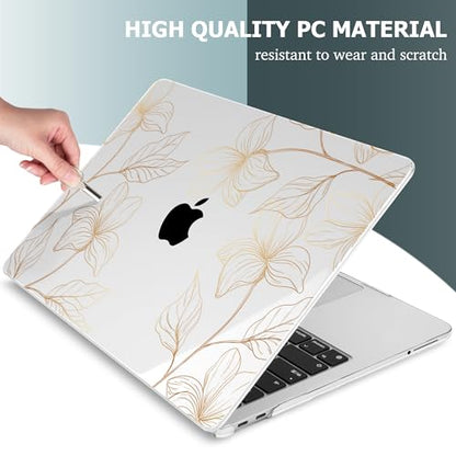 Mektron Case for 2026 MacBook Neo 13-inch A18 Pro chip A3404 Laptop Cover with 13-inch (Diagonal) Liquid Retina Display+ Keyboard Cover+ Screen Protector, Gold Flower S718 - color: Gold Flower S718