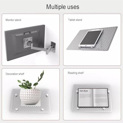 Laptop Wall Mount Holder, Adjustable Laptop Holder with Mouse Tray, Adjustable Articulating Arm, for Office, Workstation, Silver