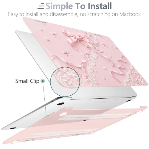 Batianda LumiArt Case for MacBook Air 13" M1 Chip, Coquette Ribbon | Fits Model A2337/A2179/A1932, 2018-2020; 1.2mm Slim Lightweight Hard Shell Cover, Scratch Resistant,4-in-1 Accessories Bundle - color: Coquette Ribbon