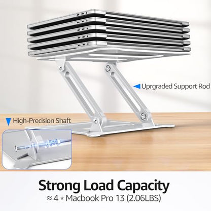Adjustable Laptop Stand for Desk, 10-15.6“ Laptop Riser, Silver | Sturdy Aluminum Foldable Stand, Heat-Dissipation Design, Ergonomic Holder Fits MacBook/Dell/HP/Lenovo for Home/Office. - color: B-Silver
