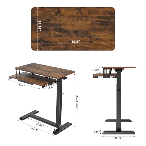 ETHU Overbed Table with Wheels, Upgrade Medical Table with Drawer, Hospital Bed Table, Workstation Desk, Adjustable Overbed Bedside Rolling Laptop Desk, Walnut - color: Walnut