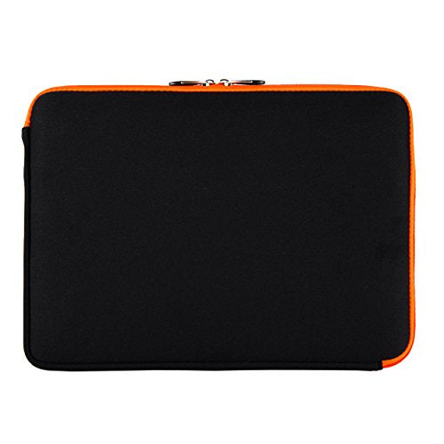 Neoprene Laptop Case | Lightweight Travel Protection | 13" Notebook Compatible Water Resistant Tech Sleeve (Orange) - color: Black/Orange