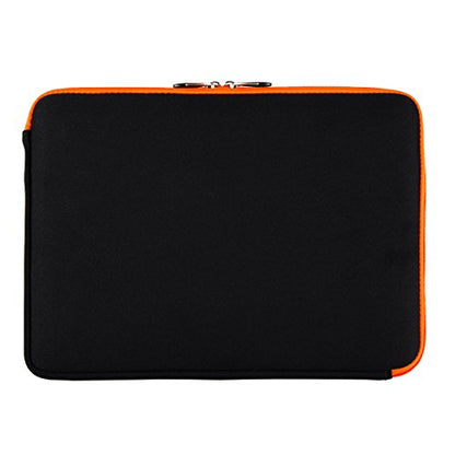 Neoprene Laptop Case | Lightweight Travel Protection | 13" Notebook Compatible Water Resistant Tech Sleeve (Orange) - color: Black/Orange