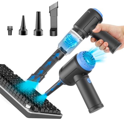 Meudeen Air Duster - Computer Vacuum Cleaner - for Keyboard Cleaning - Cordless Canned Air - 110000RPM Powerful PC Cleaner(VC08) - color: Blue