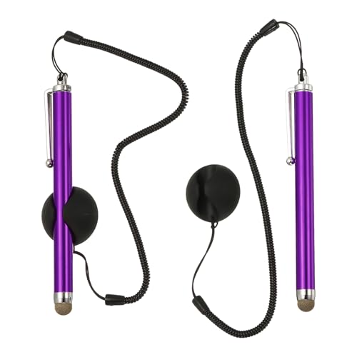 PATIKIL 2 Pcs Screen Capacitive Pen with Spring Rope Fixing Dock High Sensitivity for Mobile Phone Car Navigation GPS POS Tablet Laptop, Purple - color: Purple