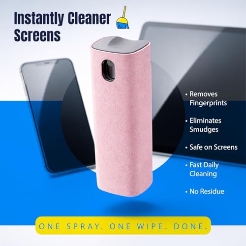 Screen Cleaner Kit 2 Pack, 3-in-1 Touchscreen Cleaner Spray with Microfiber Cloth, Refillable Mist Cleaner for Phone, Tablet, Laptop & Glass Screens
